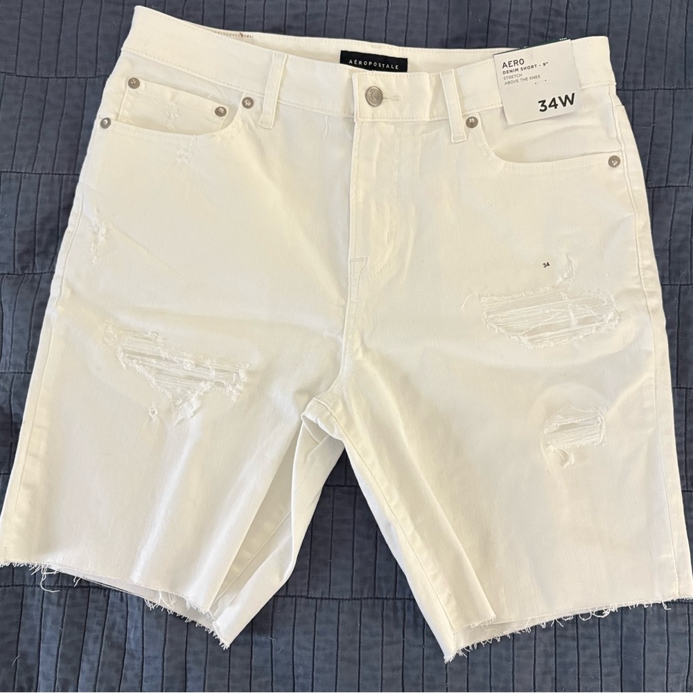 NWT Aeropostale White Distressed Cut-off Jean Shorts